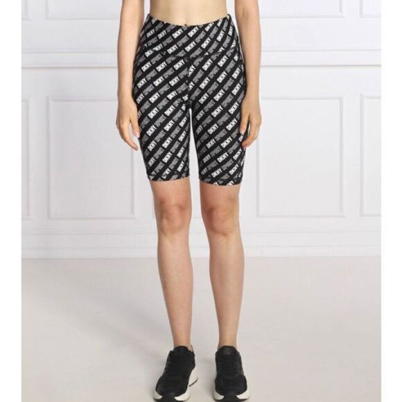DKNY SPORT - NWT - L Sz XS High-Waist Logo Cycling Shorts. Slim Fit w/Pockets - Picture 3 of 16